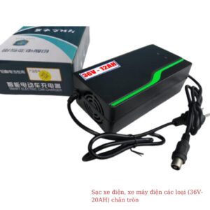 Sạc xe đạp điện, xe máy điện 36V-20Ah chân tròn